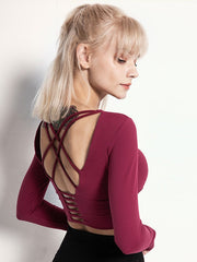 Long Sleeve Fitted Cropped Sport T-shirt Mssza