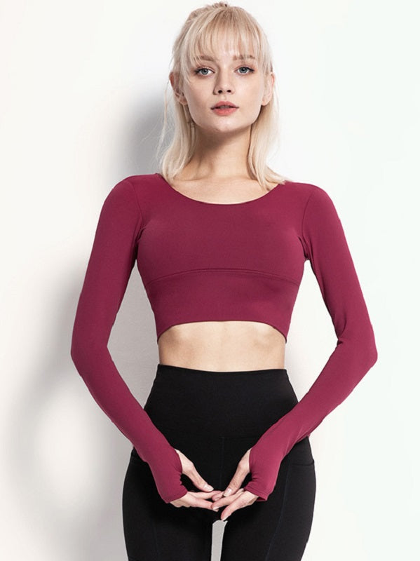 Long Sleeve Fitted Cropped Sport T-shirt Mssza