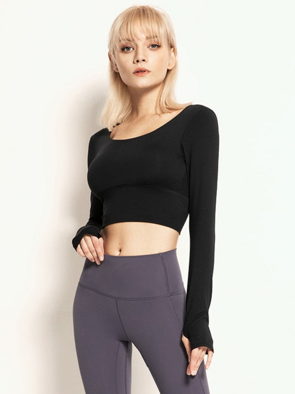 Long Sleeve Fitted Cropped Sport T-shirt Mssza