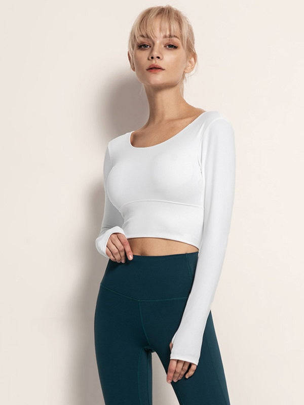 Long Sleeve Fitted Cropped Sport T-shirt Mssza