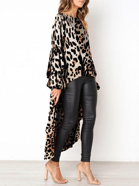 Long Sleeve Irregular Hem Blouse Mssza