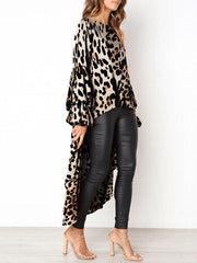 Long Sleeve Irregular Hem Blouse Mssza