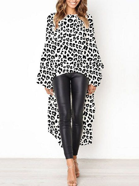 Long Sleeve Irregular Hem Blouse Mssza