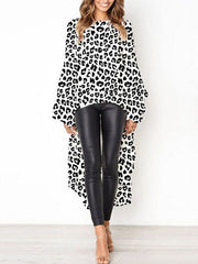 Long Sleeve Irregular Hem Blouse Mssza
