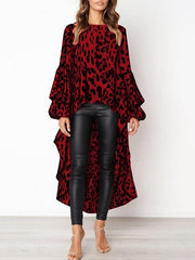 Long Sleeve Irregular Hem Blouse Mssza