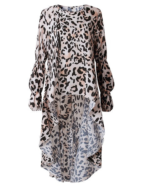 Long Sleeve Irregular Hem Blouse Mssza