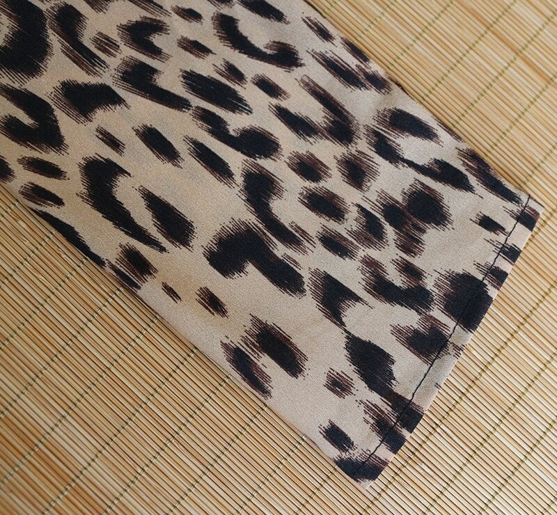 Long Sleeve Leopard Print Turn-Down Collar Shirt Mssza