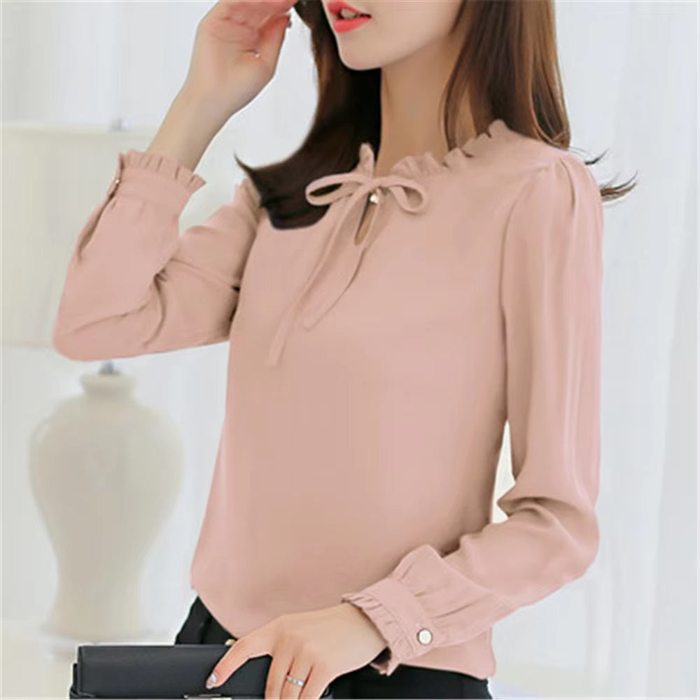 Long Sleeve Streetwear Chiffon Blouse Elegant Blusa Tops Mssza