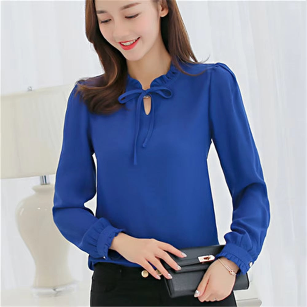Long Sleeve Streetwear Chiffon Blouse Elegant Blusa Tops Mssza