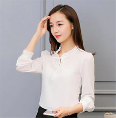 Long Sleeve Streetwear Chiffon Blouse Elegant Blusa Tops Mssza