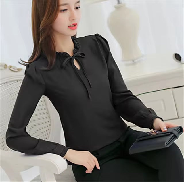 Long Sleeve Streetwear Chiffon Blouse Elegant Blusa Tops Mssza