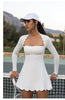 Long Sleeve Wave Lace Breathable Quick-Drying One-Piece Mini Dress Mssza