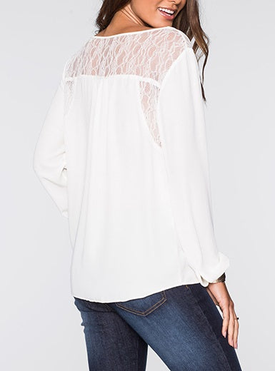 Long Sleeved Lace Casual Blouse Mssza