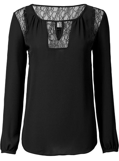 Long Sleeved Lace Casual Blouse Mssza