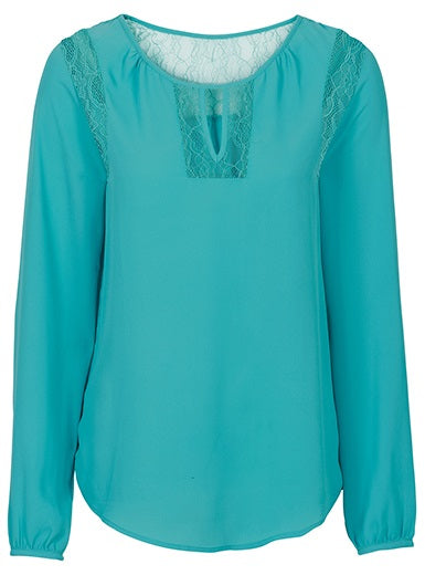 Long Sleeved Lace Casual Blouse Mssza