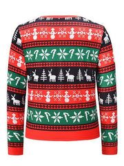 Long Sleeves Polyester Christmas Pattern Jewel Neck Sweater T Shirt Mssza