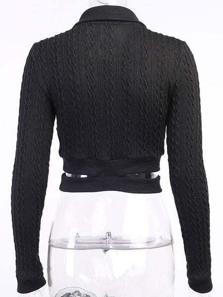 Long Sleeves Turndown Collar Retro Top Mssza