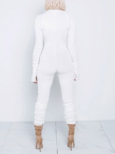 Long Sleeves Zipper Skinny Jumpsuit Mssza