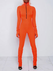 Long Sleeves Zipper Skinny Jumpsuit Mssza