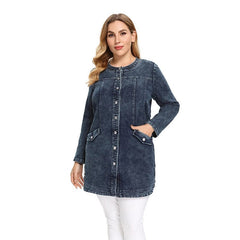 Long Slim Denim Advanced Stretch Knitted Blouses Mssza