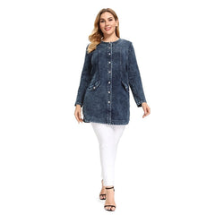 Long Slim Denim Advanced Stretch Knitted Blouses Mssza