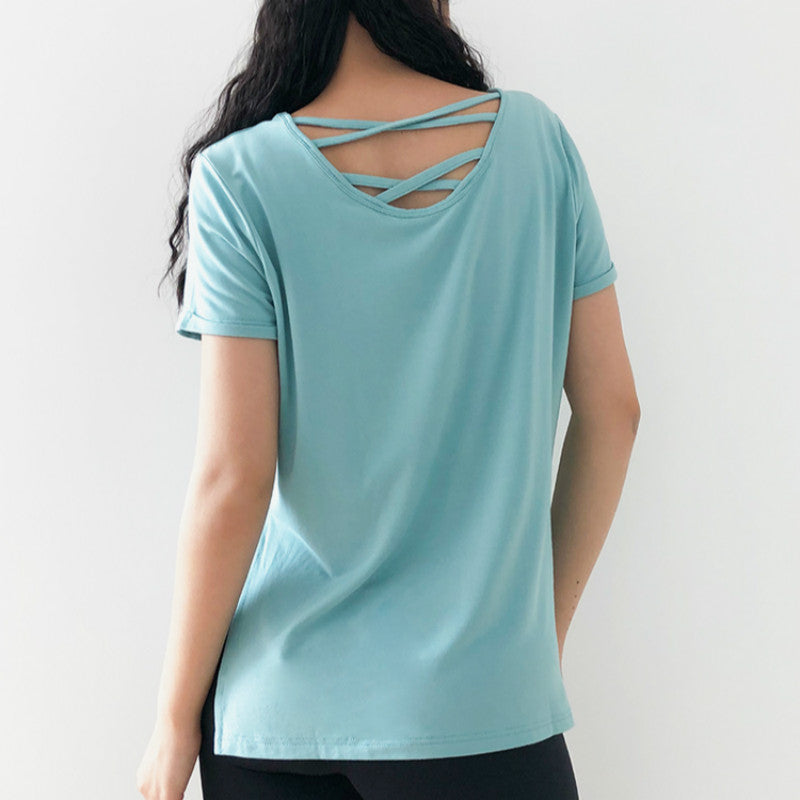 Loose Fit O-neck Sport Yoga Shirt Mssza