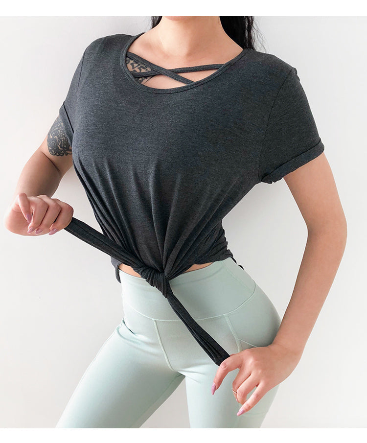 Loose Fit O-neck Sport Yoga Shirt Mssza