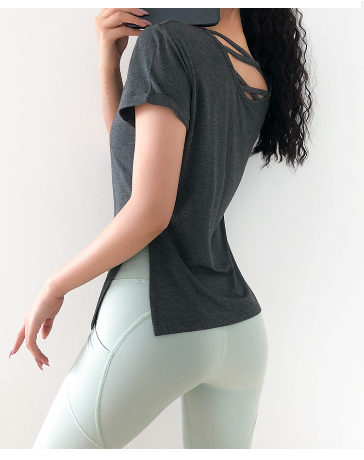 Loose Fit O-neck Sport Yoga Shirt Mssza