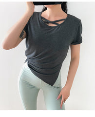 Loose Fit O-neck Sport Yoga Shirt Mssza