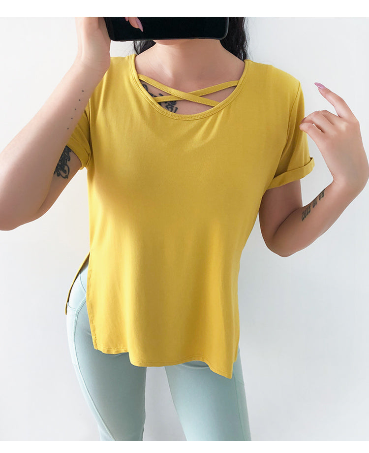 Loose Fit O-neck Sport Yoga Shirt Mssza