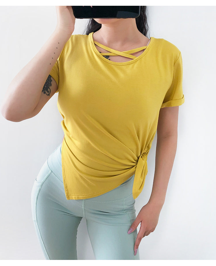 Loose Fit O-neck Sport Yoga Shirt Mssza