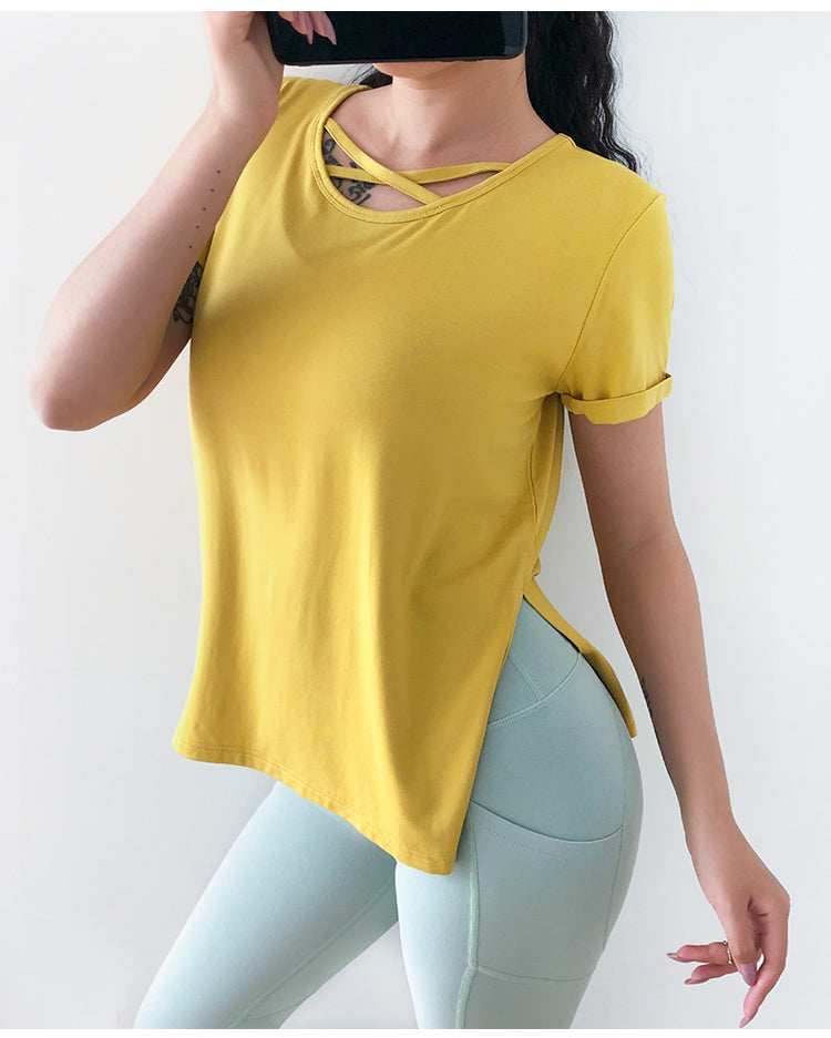Loose Fit O-neck Sport Yoga Shirt Mssza