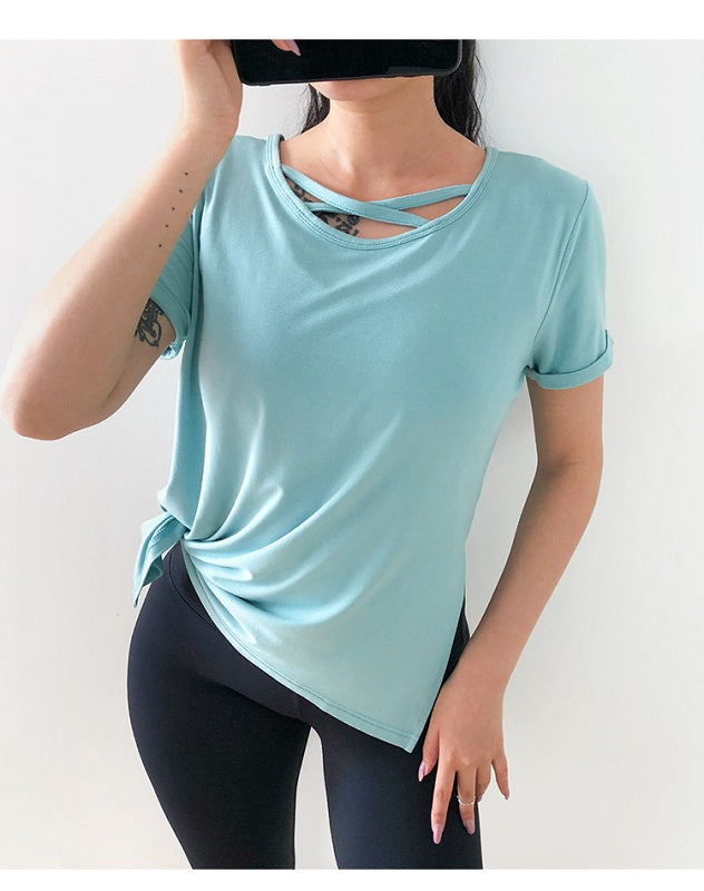 Loose Fit O-neck Sport Yoga Shirt Mssza