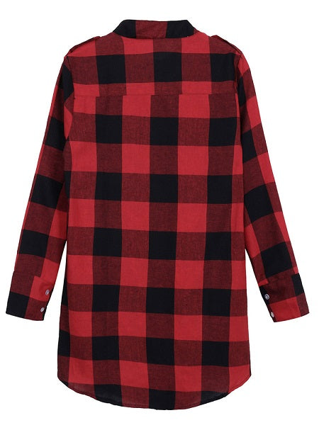 Loose Pocket Button Long Blouses Mssza