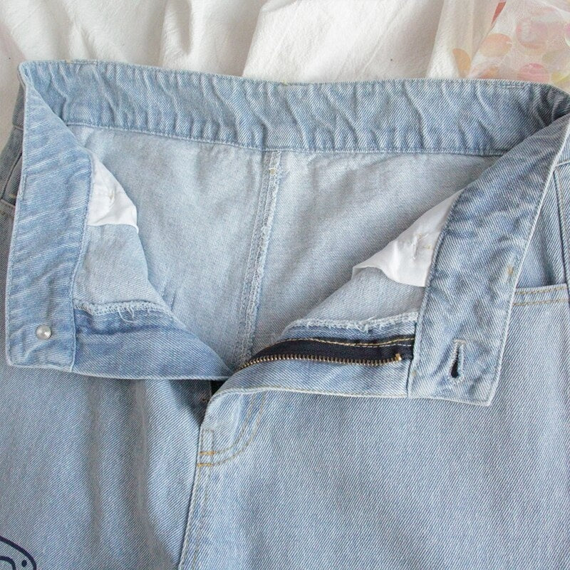 Loose Straight Cute Animal Print Jeans Pants Mssza