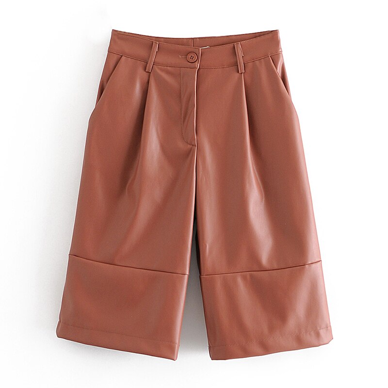Loose Straight Pleated Half Pants Mssza