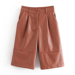 Loose Straight Pleated Half Pants Mssza