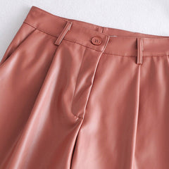 Loose Straight Pleated Half Pants Mssza