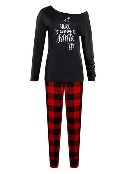 Loungewear Long Sleeve Polyester Christmas Pattern Home Wear 2-Piece Sets Mssza