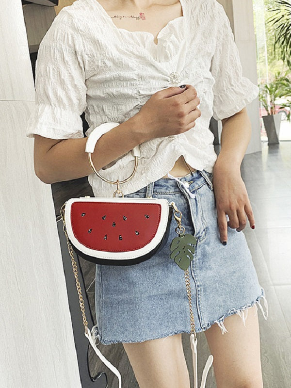 Lovely Watermelon Lemon Metal Chain Handbags Mssza