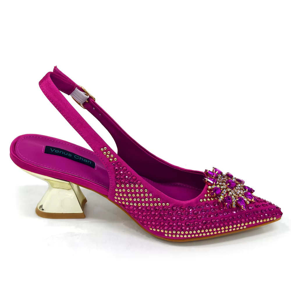 Lucky Star Bag With Elegant Pointed Tip Evening Party Shoes And Bag Set Mssza