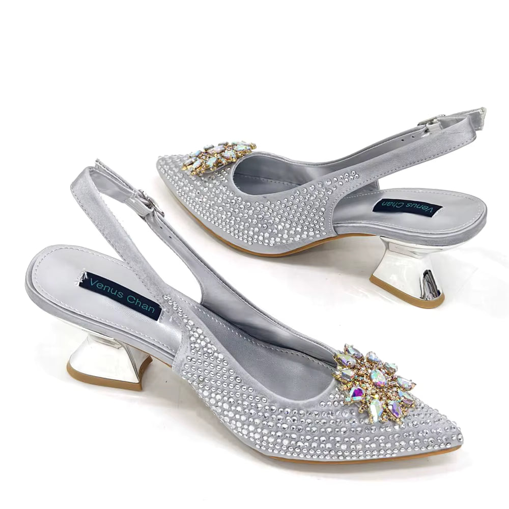 Lucky Star Bag With Elegant Pointed Tip Evening Party Shoes And Bag Set Mssza