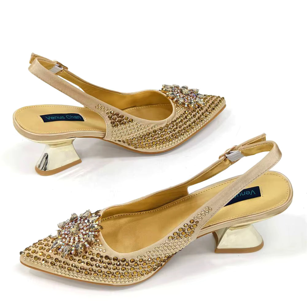 Lucky Star Bag With Elegant Pointed Tip Evening Party Shoes And Bag Set Mssza