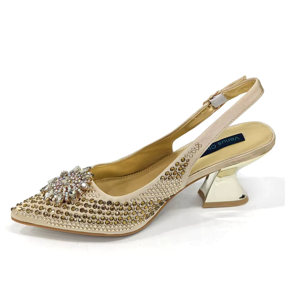 Lucky Star Bag With Elegant Pointed Tip Evening Party Shoes And Bag Set Mssza