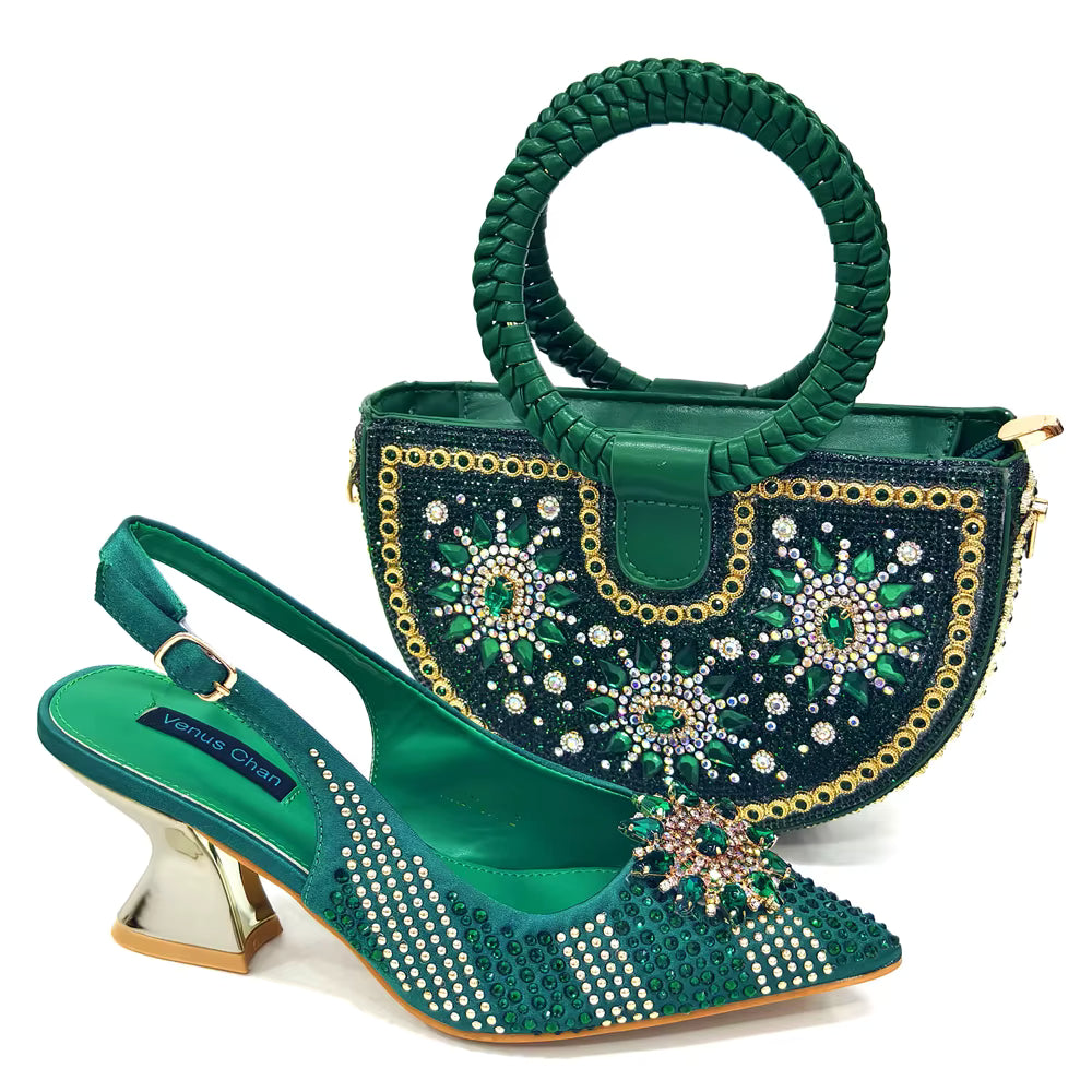 Lucky Star Bag With Elegant Pointed Tip Evening Party Shoes And Bag Set Mssza