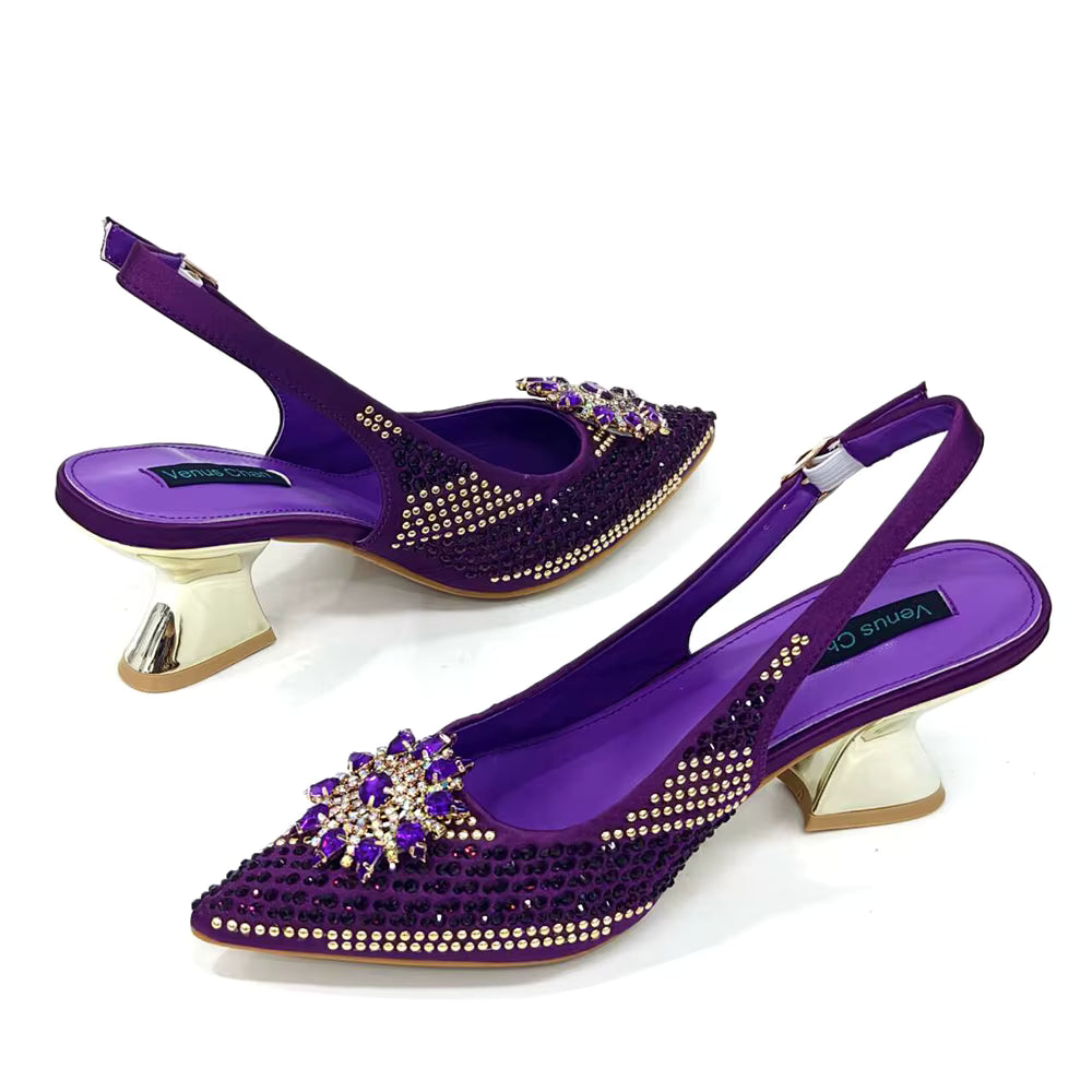 Lucky Star Bag With Elegant Pointed Tip Evening Party Shoes And Bag Set Mssza