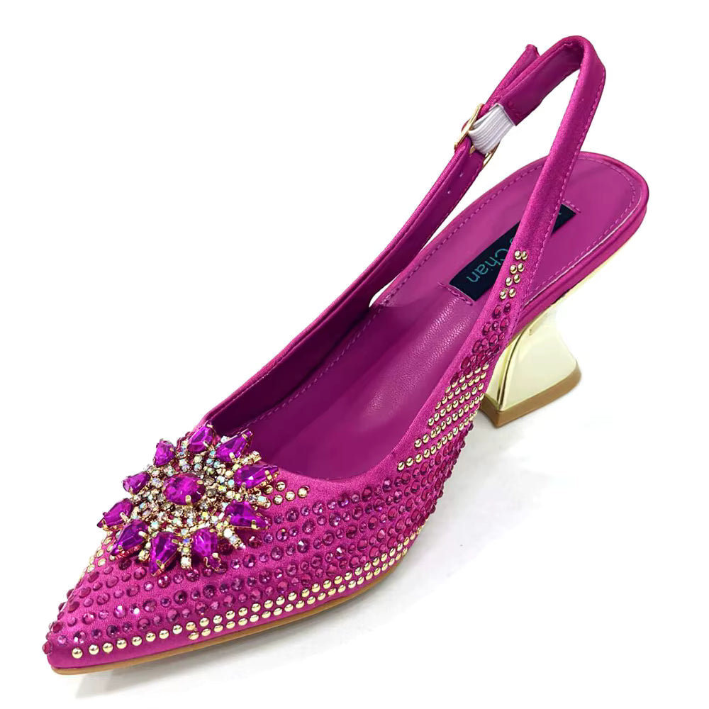 Lucky Star Bag With Elegant Pointed Tip Evening Party Shoes And Bag Set Mssza