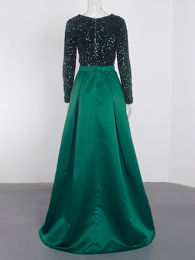 Lush Black Sequin Patchwork Maxi Prom Dress Mssaz Desses