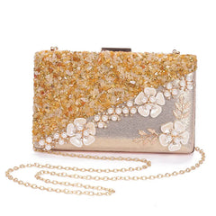 Luxury Appliques Beading Pearl Flower Hasp Clutch Evening Handbags Mssza