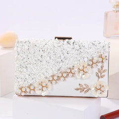 Luxury Appliques Beading Pearl Flower Hasp Clutch Evening Handbags Mssza